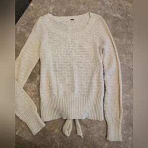 Free People Cream Knit Open Back Sweater SZ M